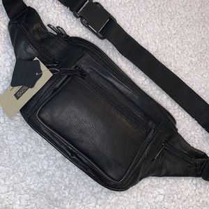 Black Genuine Leather Belt Bag / Fanny Pack